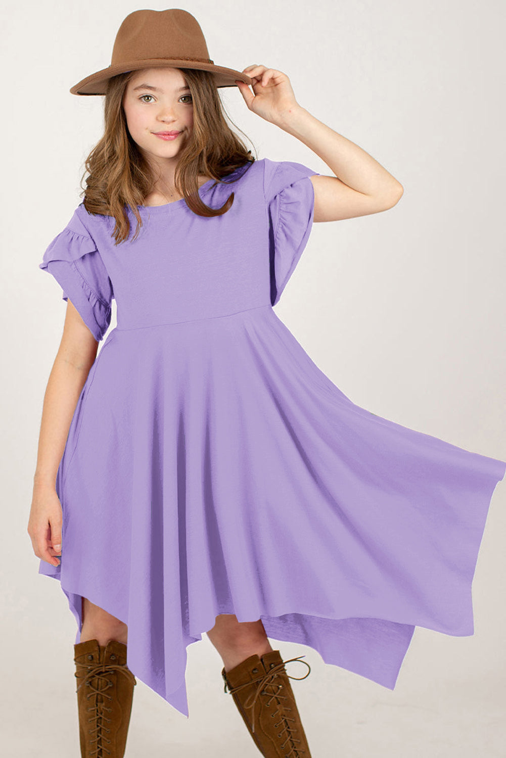 Round Neck Petal Sleeve Dress - All Dresses - Dresses - 3 - 2024