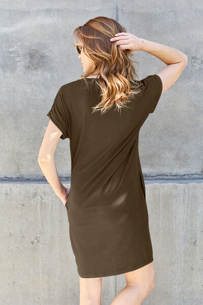 Round Neck Short Sleeve Dress with Pockets - All Dresses - Shirts & Tops - 2 - 2024