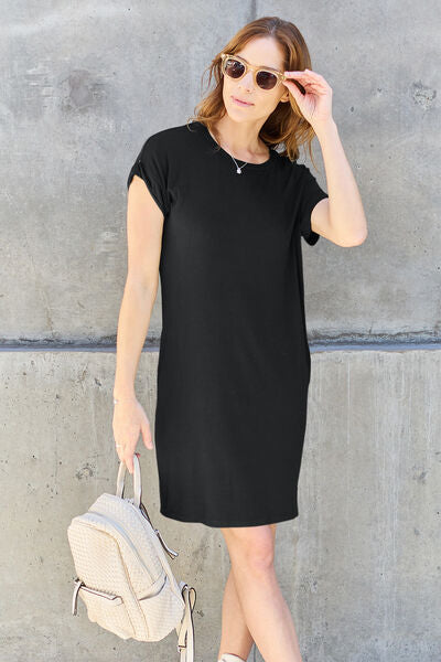 Round Neck Short Sleeve Dress with Pockets - Black / S - All Dresses - Shirts & Tops - 29 - 2024