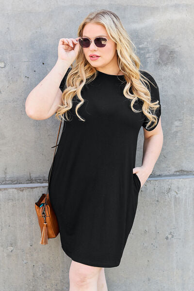 Round Neck Short Sleeve Dress with Pockets - All Dresses - Shirts & Tops - 33 - 2024