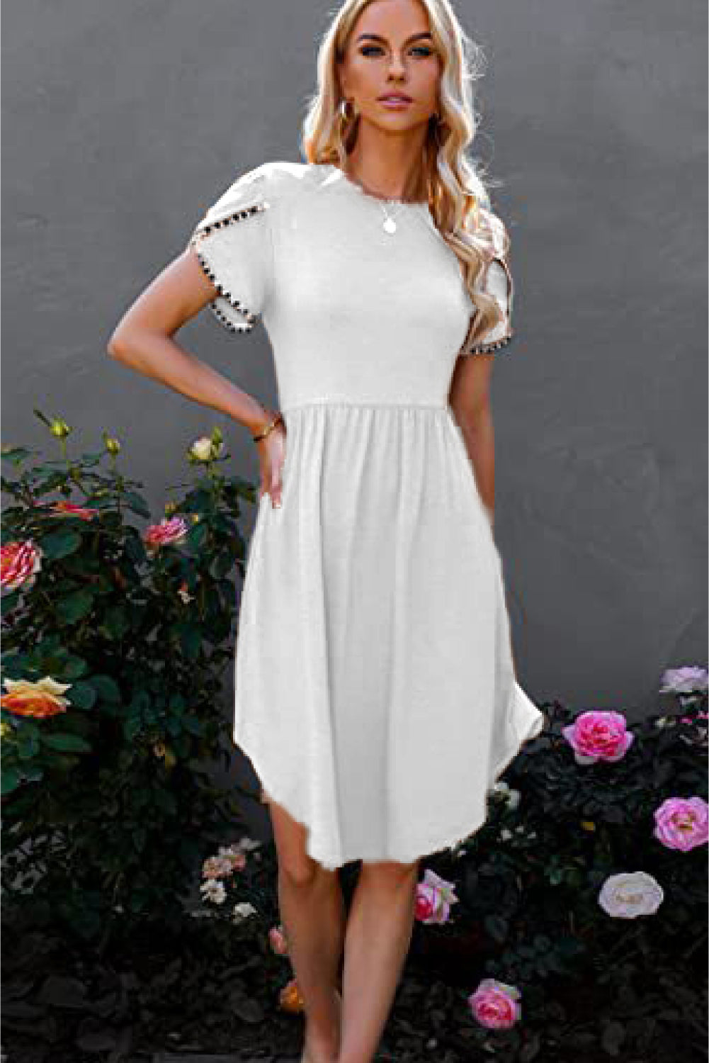 Round Neck Short Sleeve Dress - White / S - All Dresses - Dresses - 5 - 2024