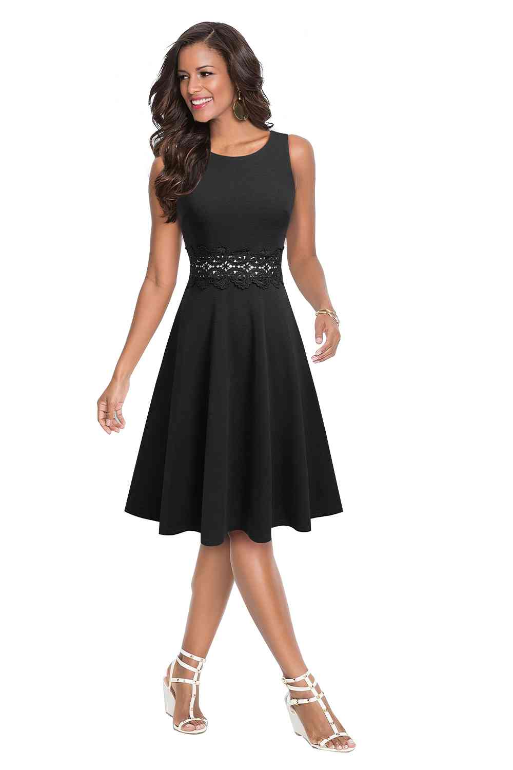 Round Neck Sleeveless Lace Trim Dress - Black / S - All Dresses - Dresses - 4 - 2024