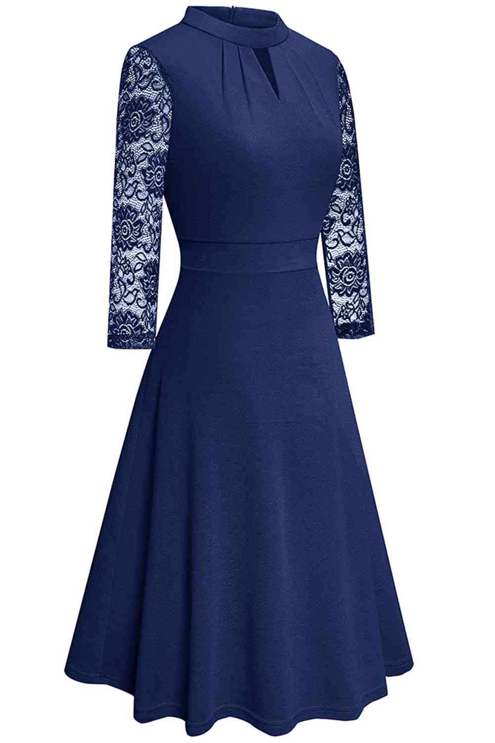 Round Neck Three-Quater Sleeve Cutout Dress - All Dresses - Dresses - 11 - 2024