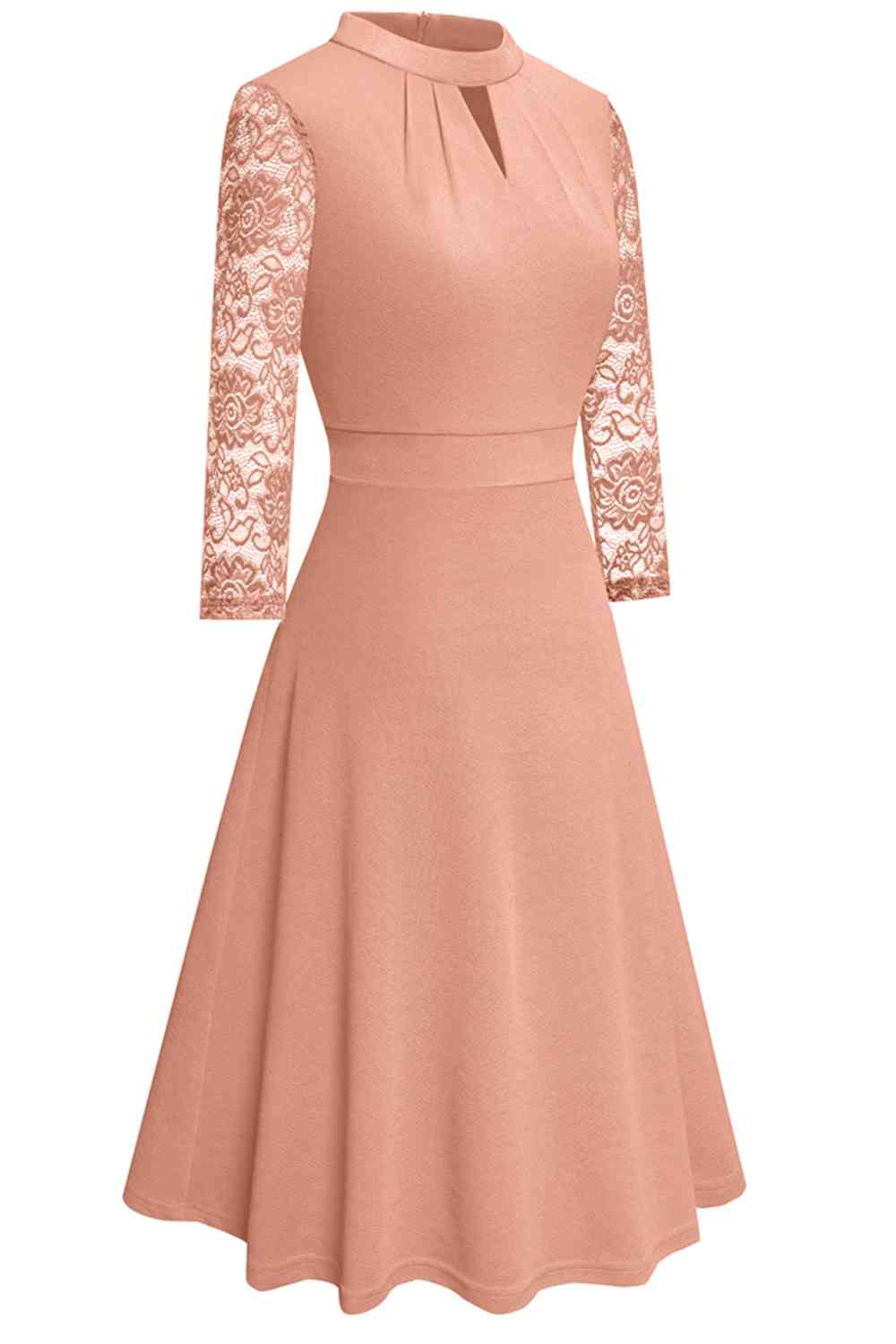 Round Neck Three-Quater Sleeve Cutout Dress - All Dresses - Dresses - 18 - 2024