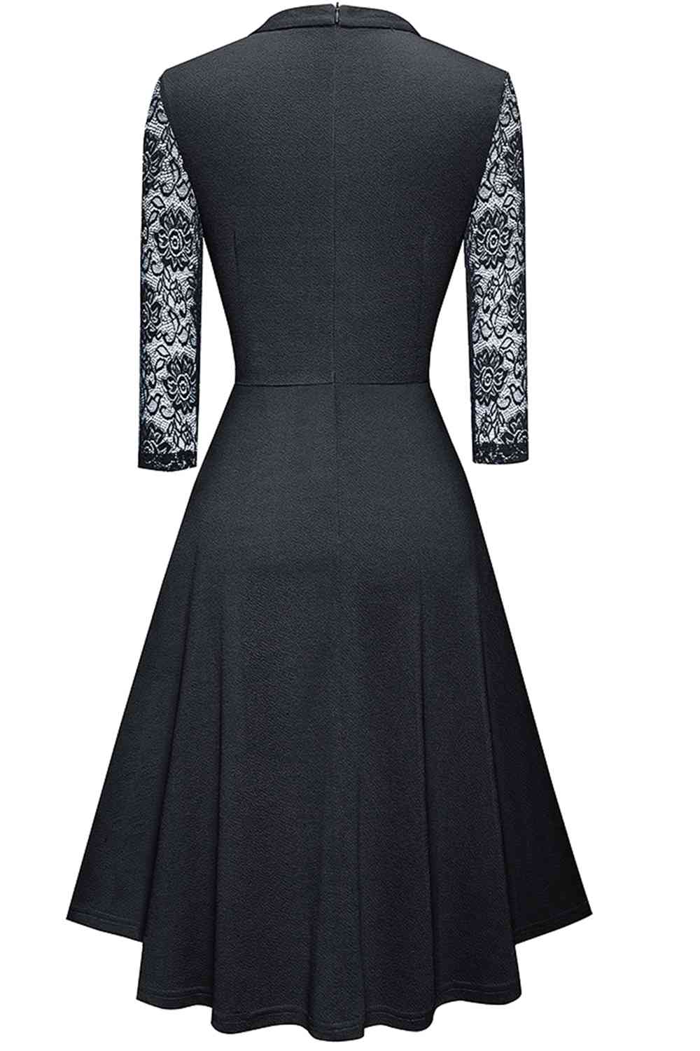Round Neck Three-Quater Sleeve Cutout Dress - All Dresses - Dresses - 2 - 2024