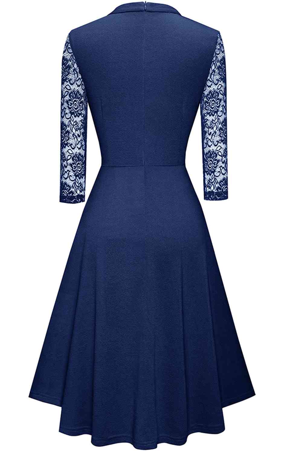 Round Neck Three-Quater Sleeve Cutout Dress - All Dresses - Dresses - 12 - 2024