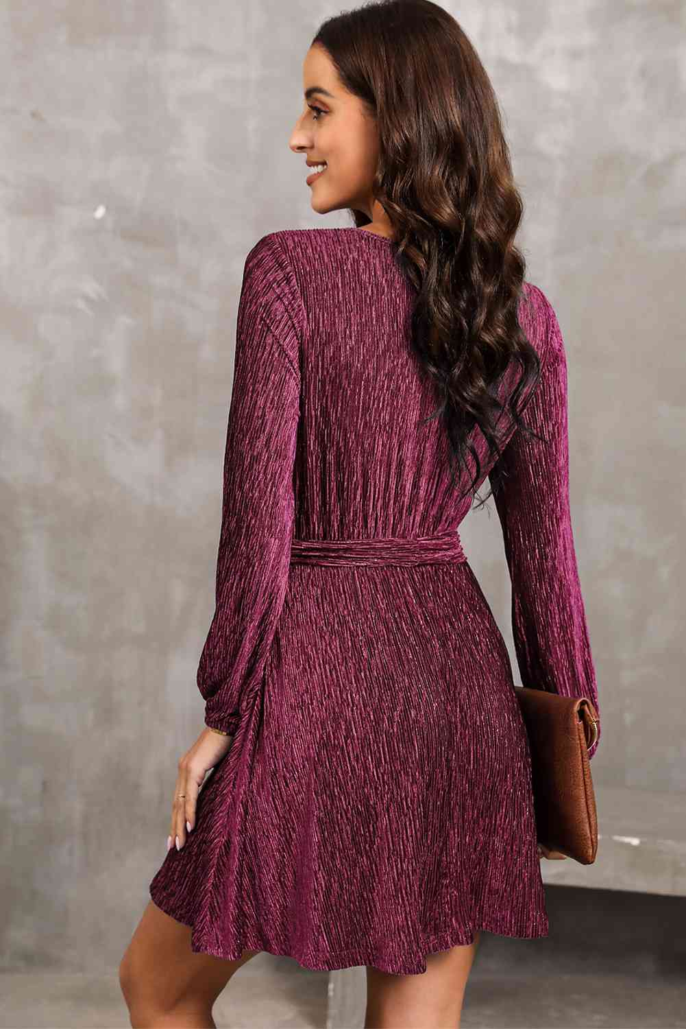 Round Neck Tie Front Long Sleeve Dress - All Dresses - Dresses - 8 - 2024
