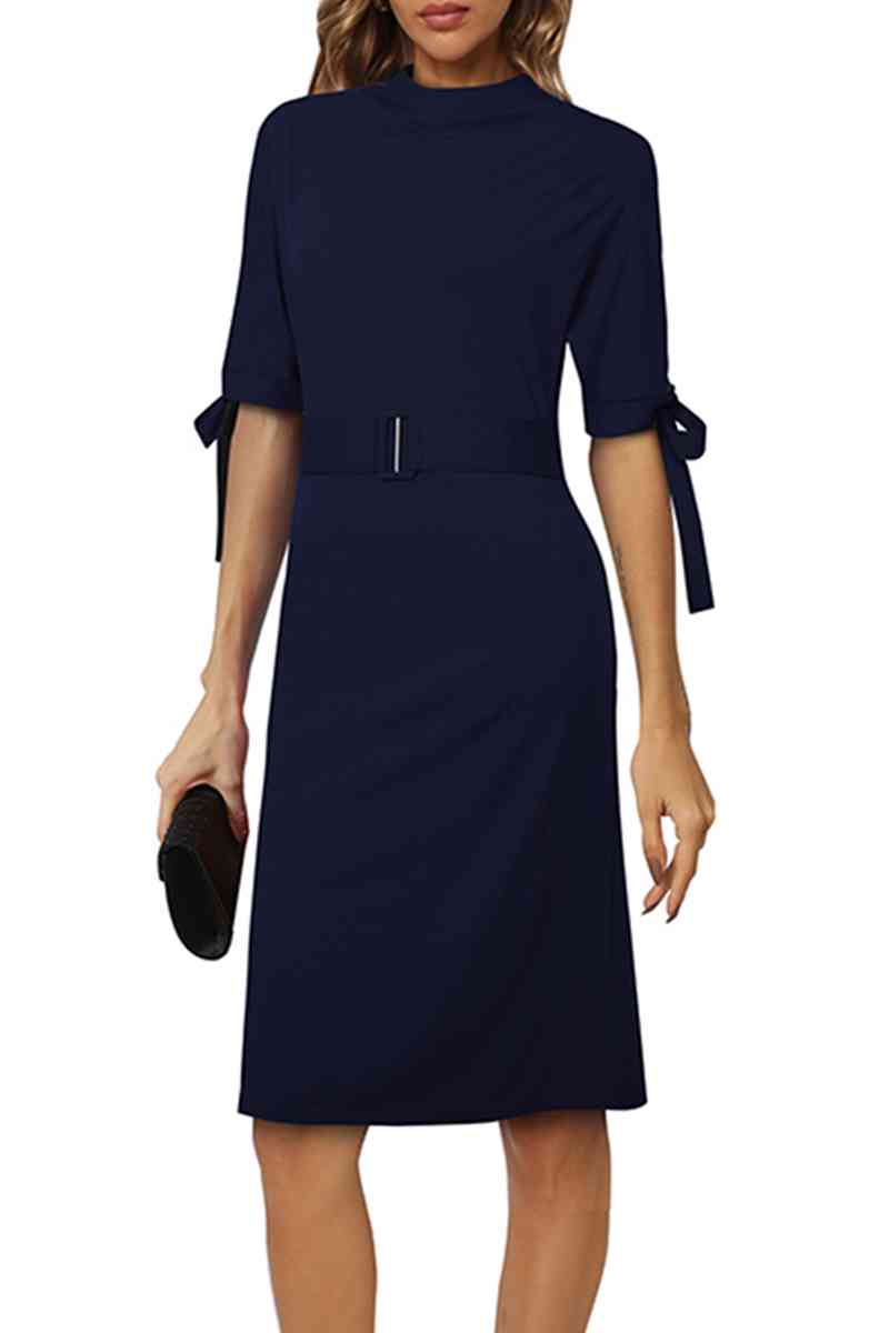 Round Neck Tie Sleeve Half Sleeve Dress - Dark Blue / S - All Dresses - Dresses - 4 - 2024