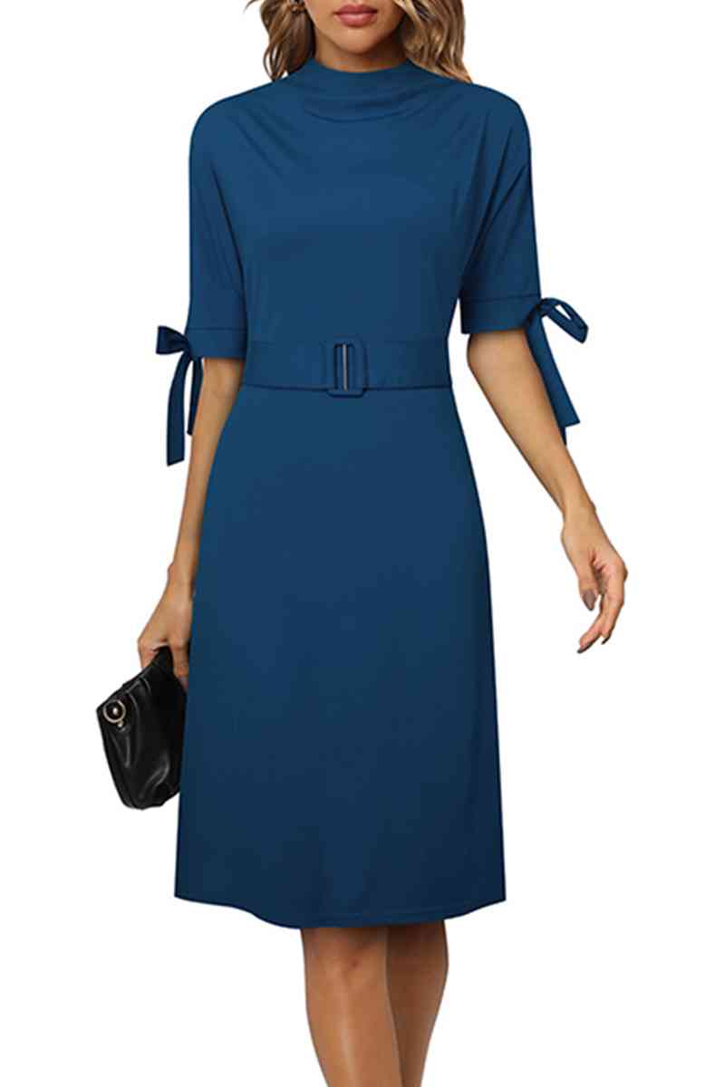Round Neck Tie Sleeve Half Sleeve Dress - Blue / S - All Dresses - Dresses - 7 - 2024