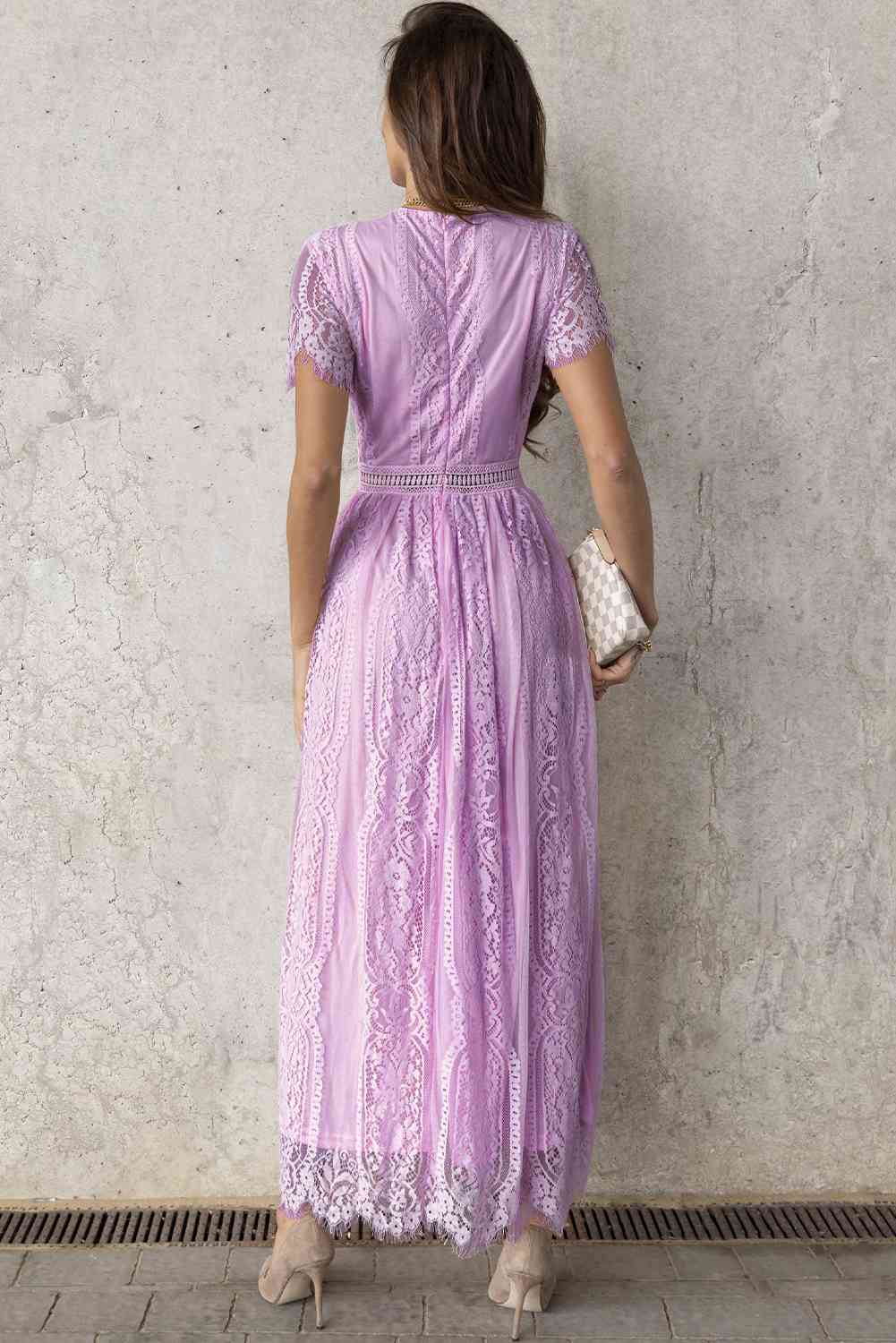 Scalloped Trim Lace Plunge Dress - All Dresses - Dresses - 15 - 2024