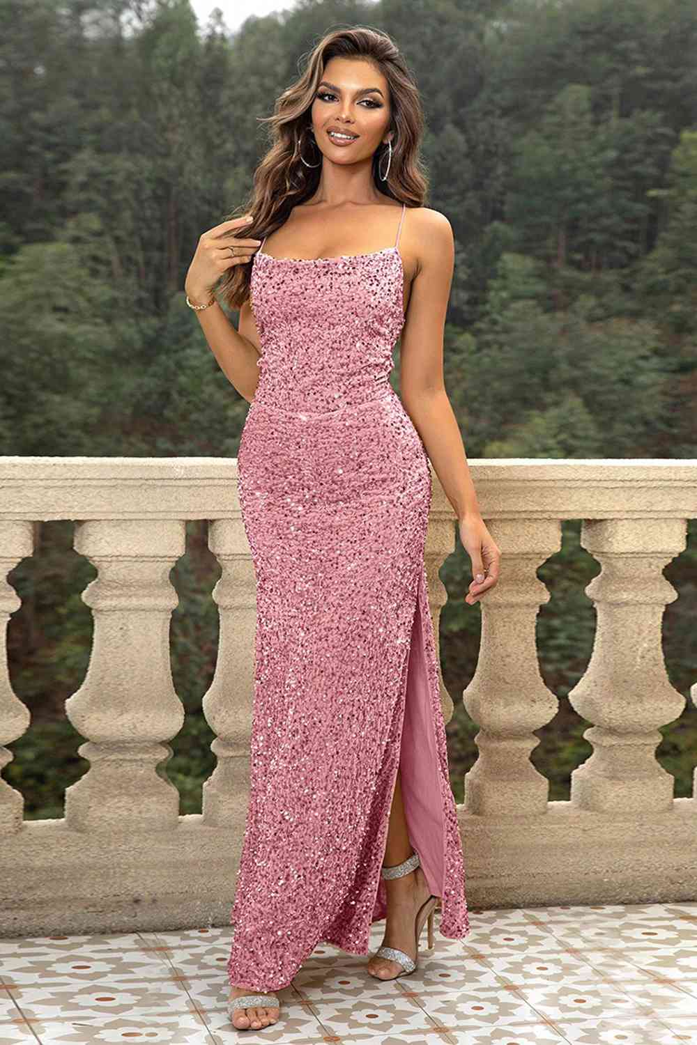 Sequin Backless Split Maxi Dress - Strawberry / XS - All Dresses - Dresses - 13 - 2024