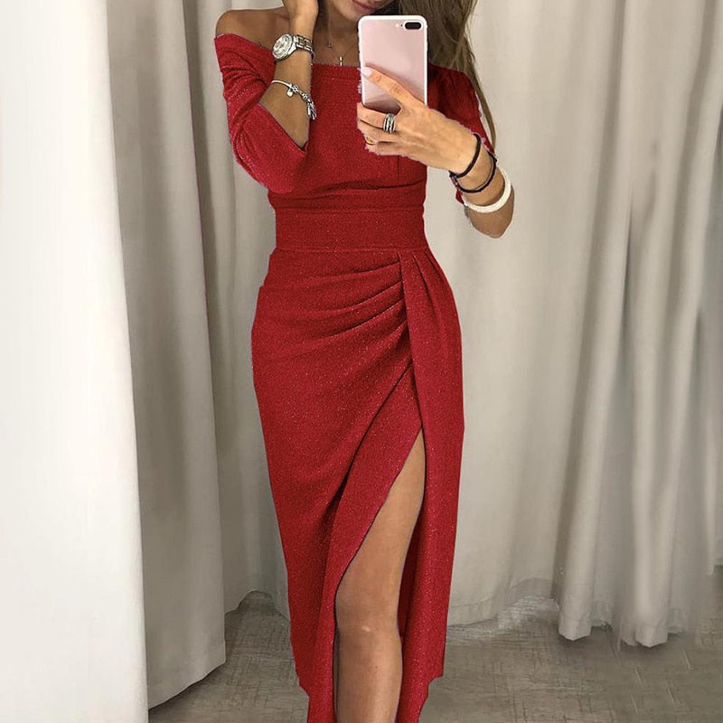 Sexy Pleated Split Dress - All Dresses - Outfit Sets - 1 - 2024