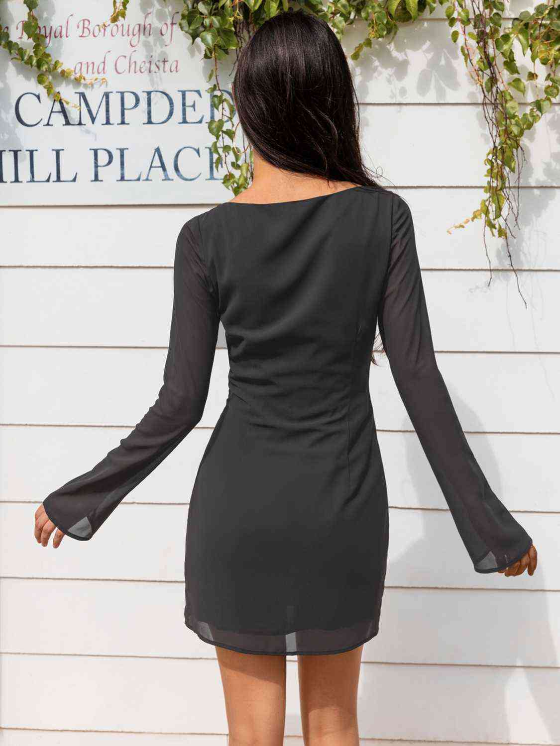 Sheer Long Sleeve Cutout Mini Dress - All Dresses - Dresses - 2 - 2024