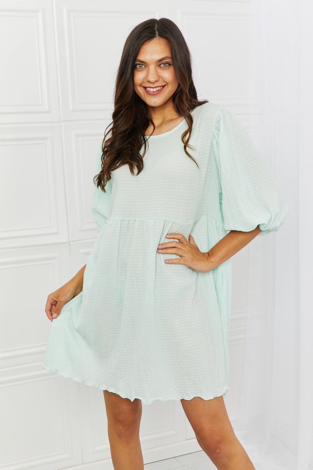 She’s The One Full Size Puff Sleeve Mini Dress - Light Green / S - All Dresses - Dresses - 1 - 2024