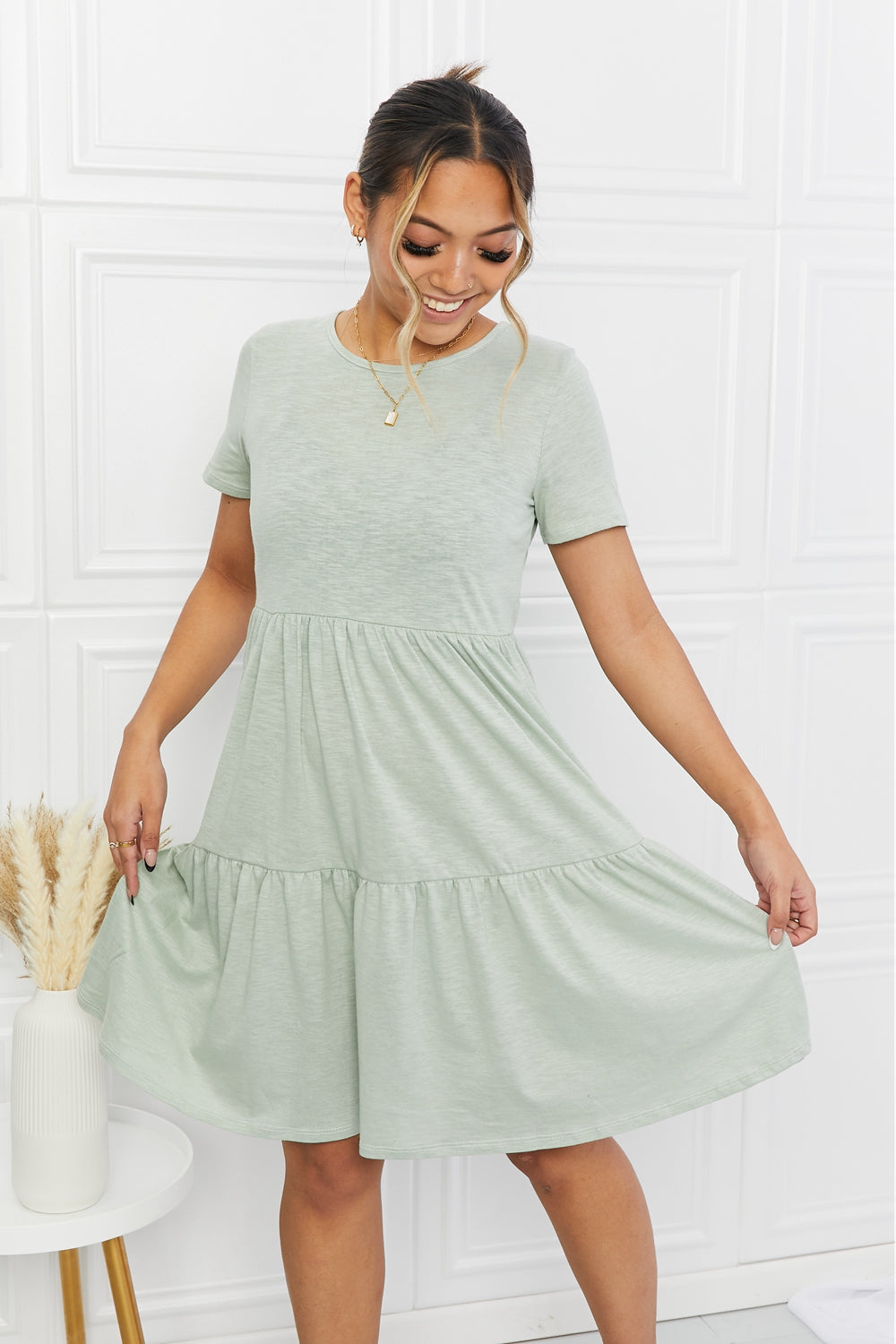 Short Sleeve Round Neck Tiered Tee Dress - All Dresses - Dresses - 3 - 2024