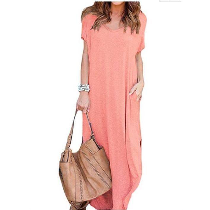 Short Sleeved Maxi Dress - Pink / 4XL - All Dresses - Dresses - 13 - 2024