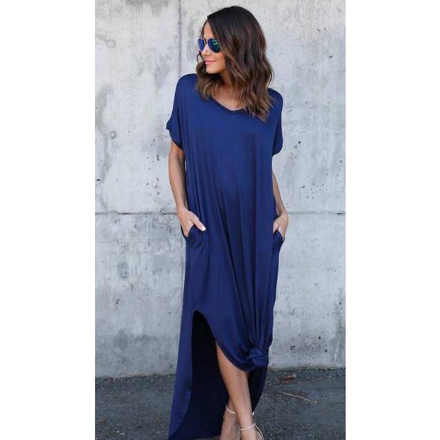 Short Sleeved Maxi Dress - Blue / 4XL - All Dresses - Dresses - 17 - 2024