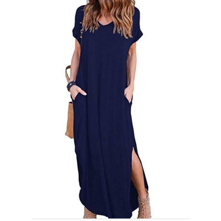 Short Sleeved Maxi Dress - Dark Blue / 4XL - All Dresses - Dresses - 16 - 2024