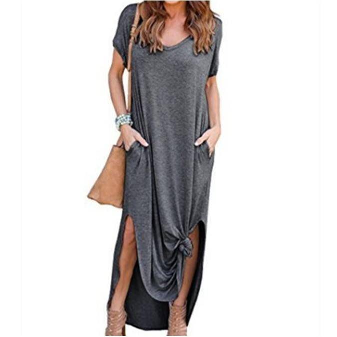 Short Sleeved Maxi Dress - Dark Gray / 4XL - All Dresses - Dresses - 21 - 2024