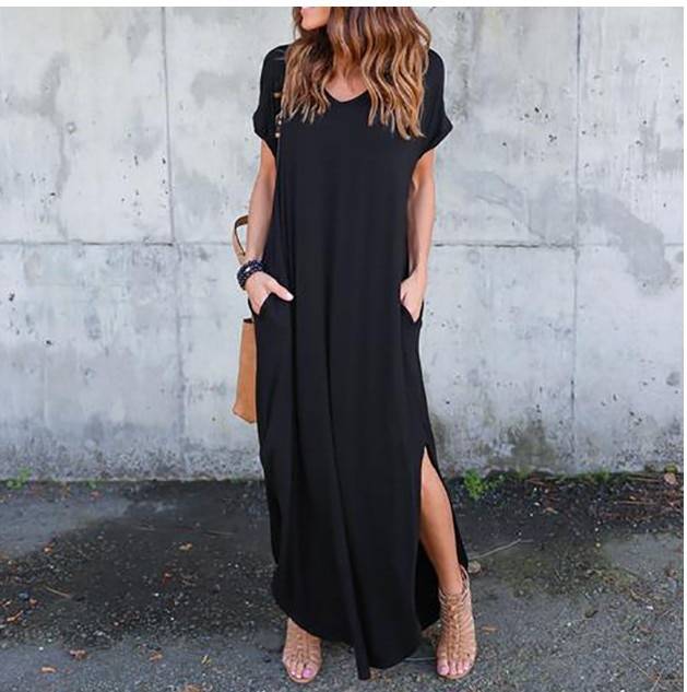 Short Sleeved Maxi Dress - Black / 4XL - All Dresses - Dresses - 18 - 2024