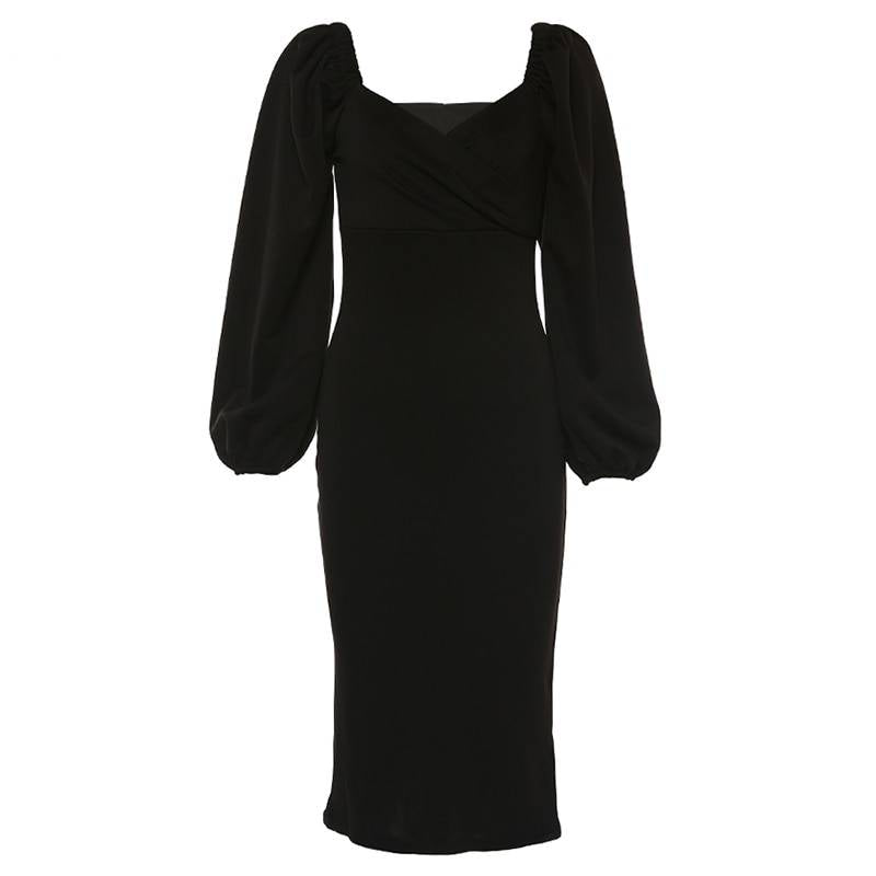 Off Shoulder Lantern Sleeve Dress - Black / S - All Dresses - Clothing - 14 - 2024