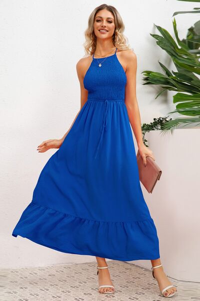 Smocked Crisscross Spaghetti Strap Dress - Royal Blue / S - All Dresses - Dresses - 9 - 2024