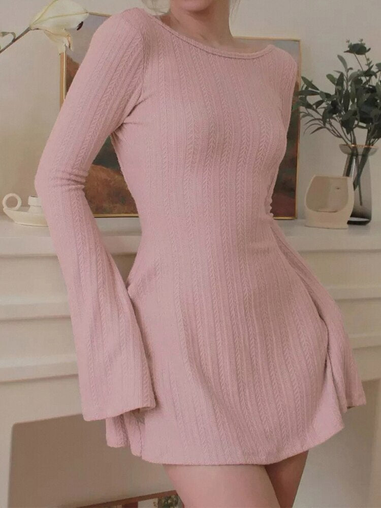 Solid Casual Knitted Dresses - Pink / S - All Dresses - Dresses - 17 - 2024