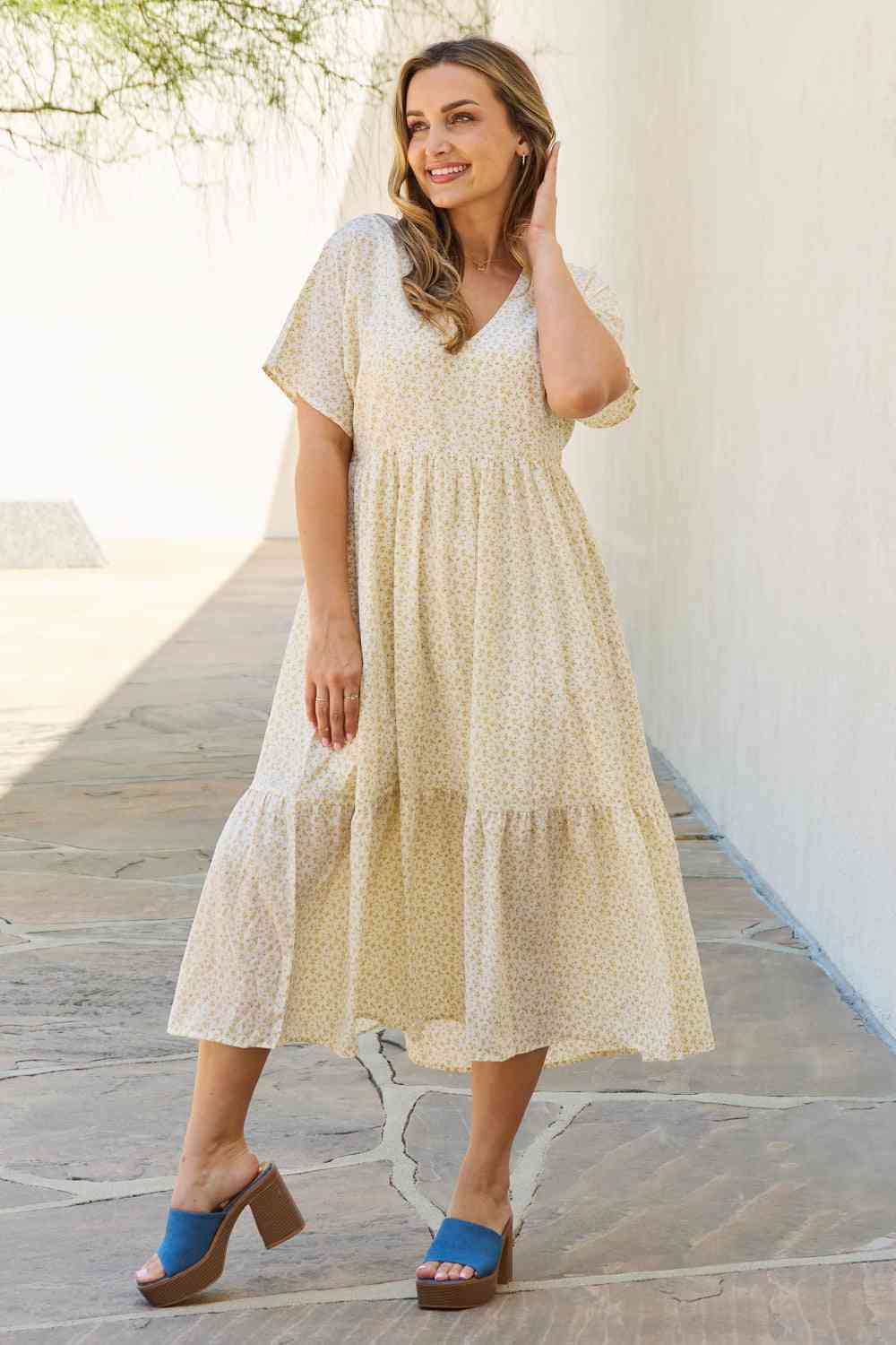 Spring Baby Full Size Kimono Sleeve Midi Dress in Cream - All Dresses - Dresses - 6 - 2024