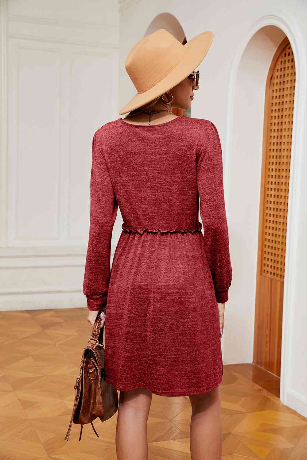 Square Neck Long Sleeve Dress - All Dresses - Dresses - 11 - 2024