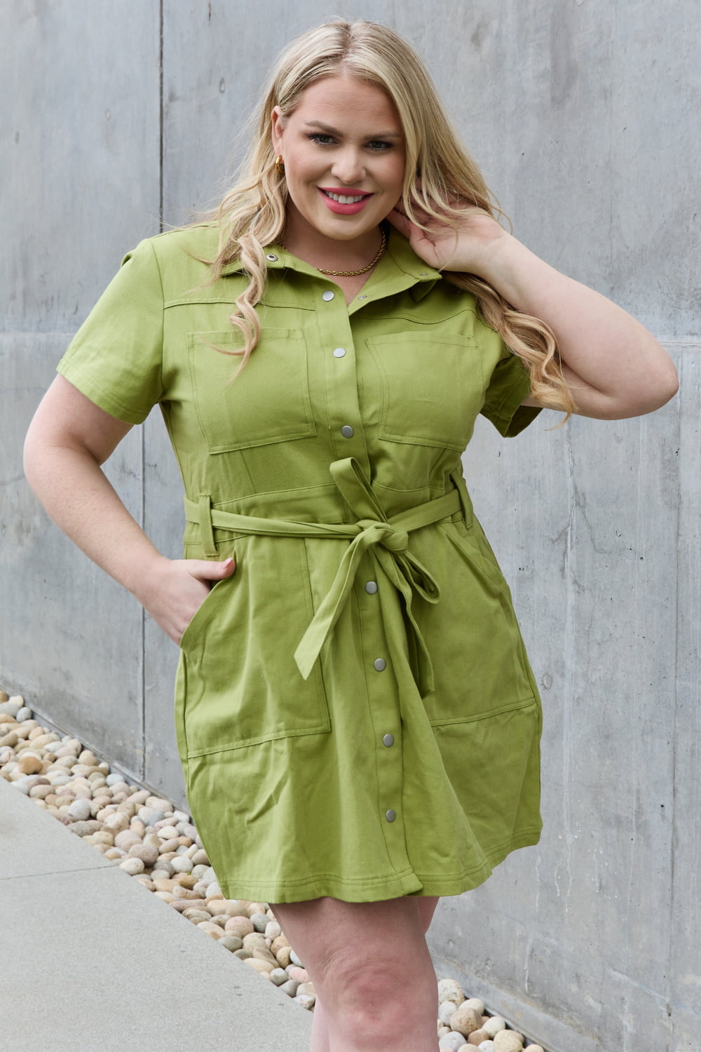 Stick With Me Full Size Button Down Dress - Green / S - All Dresses - Dresses - 1 - 2024