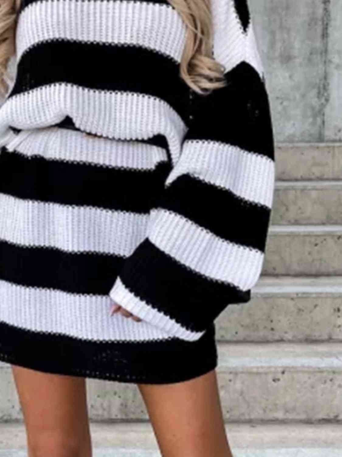 Striped Turtleneck Sweater Dress - All Dresses - Dresses - 3 - 2024