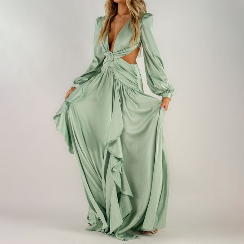 Stylish Wrap Dress With Tie Waist - Green / L - All Dresses - Dresses - 19 - 2024
