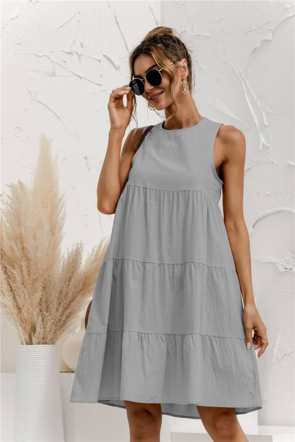 Summer Sleeveless Dress - Gray / XL - All Dresses - Dresses - 29 - 2024