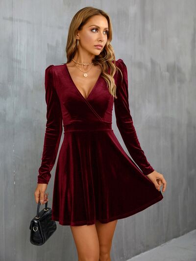 Surplice Puff Sleeve Mini Dress - All Dresses - Dresses - 3 - 2024