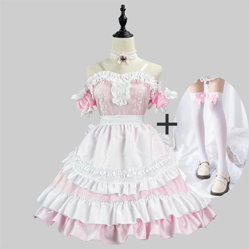 Sweet Lolita Anime Cat Girl Dress - Pink with stocking / S - All Dresses - Dresses - 7 - 2024
