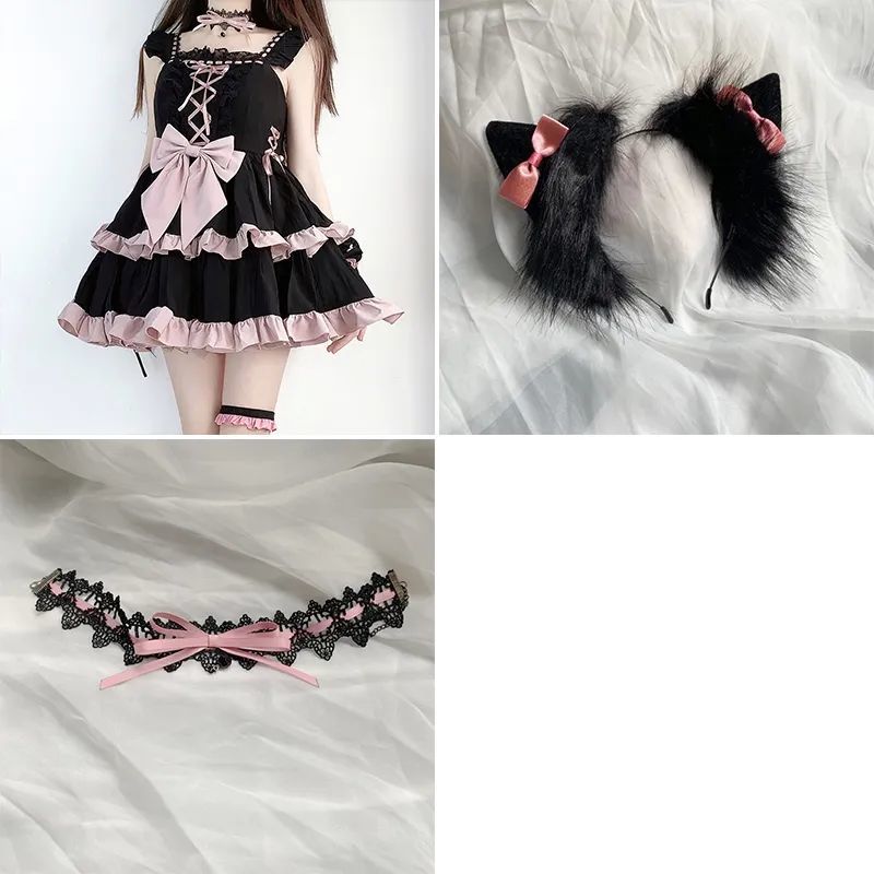 Sweet Lolita Bowknot JSK Dress - dress hairband neck / S - All Dresses - Dresses - 7 - 2024