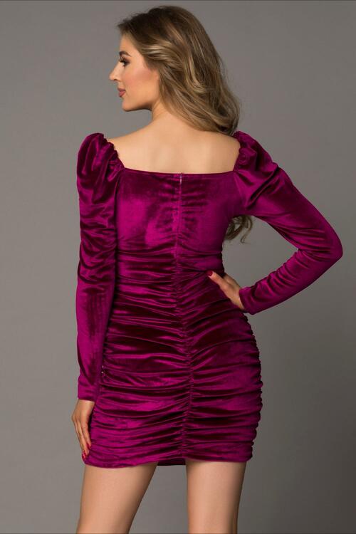 Sweetheart Neck Ruched Long Sleeve Dress - All Dresses - Dresses - 2 - 2024