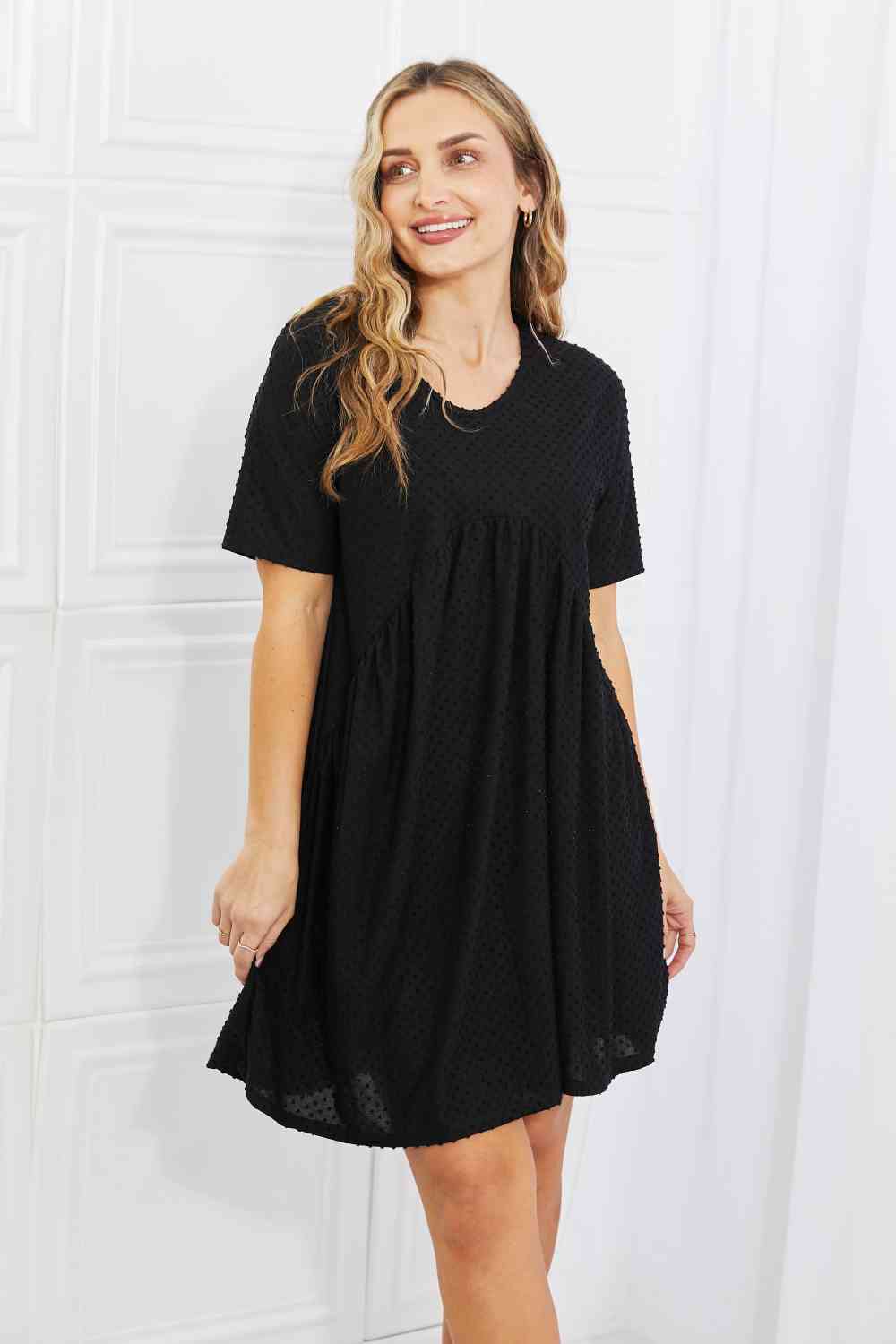 Swiss Dot Casual Dress in Black - Black / S - All Dresses - Dresses - 1 - 2024