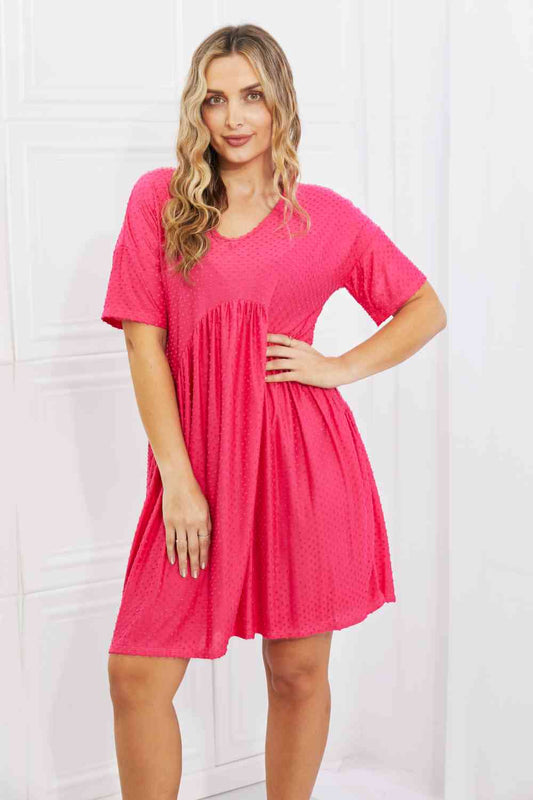 Swiss Dot Casual Dress in Fuchsia - Hot Pink / S - All Dresses - Dresses - 1 - 2024