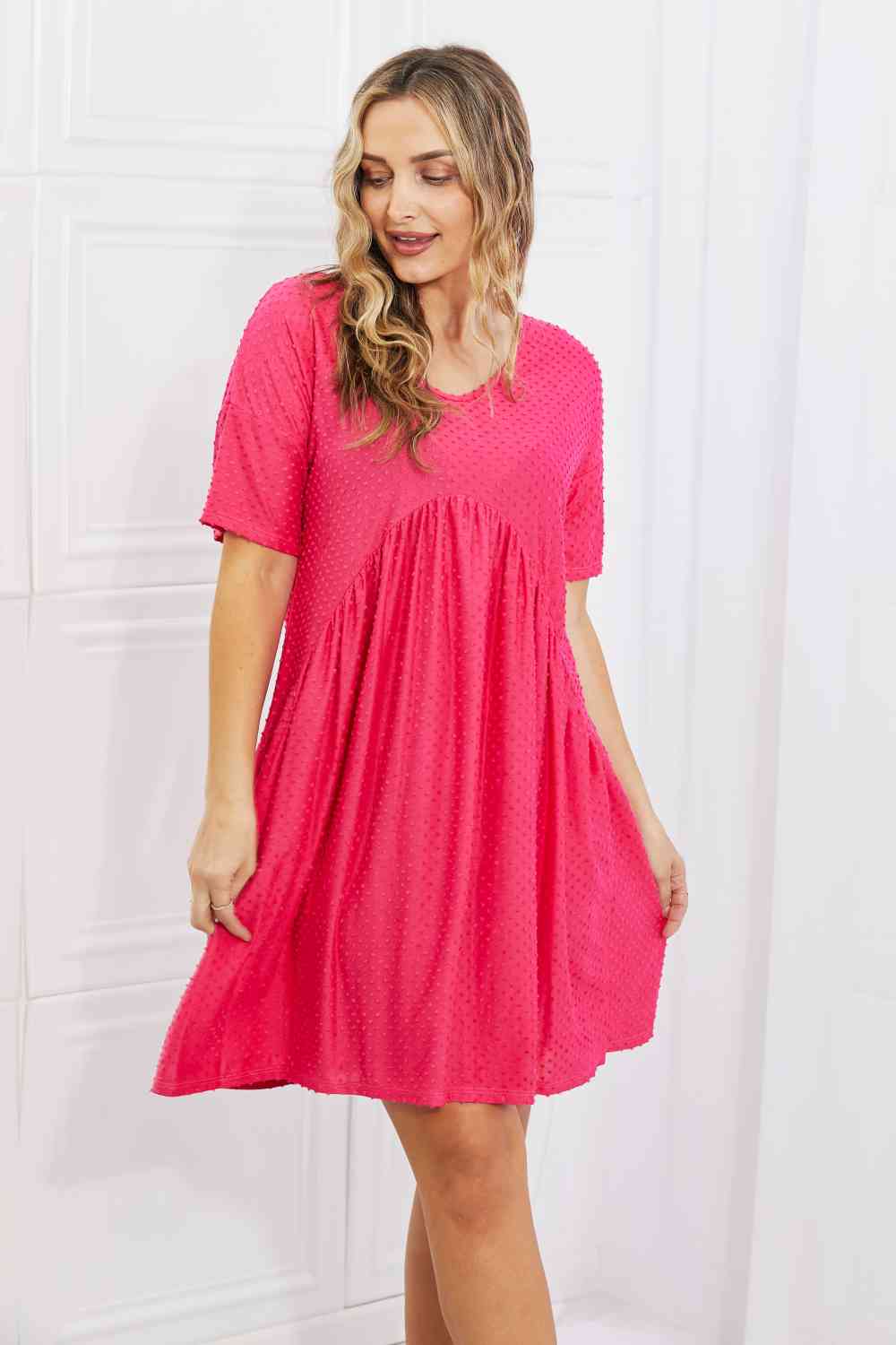 Swiss Dot Casual Dress in Fuchsia - All Dresses - Dresses - 3 - 2024