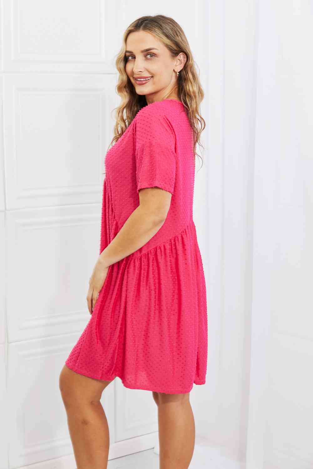 Swiss Dot Casual Dress in Fuchsia - All Dresses - Dresses - 4 - 2024