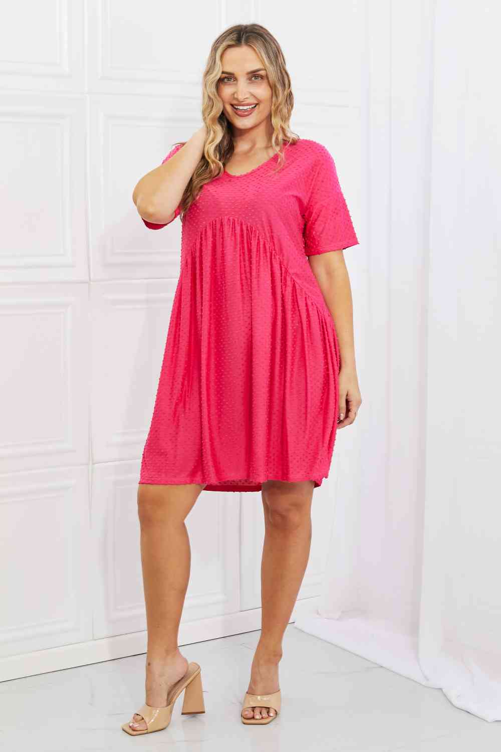 Swiss Dot Casual Dress in Fuchsia - All Dresses - Dresses - 5 - 2024