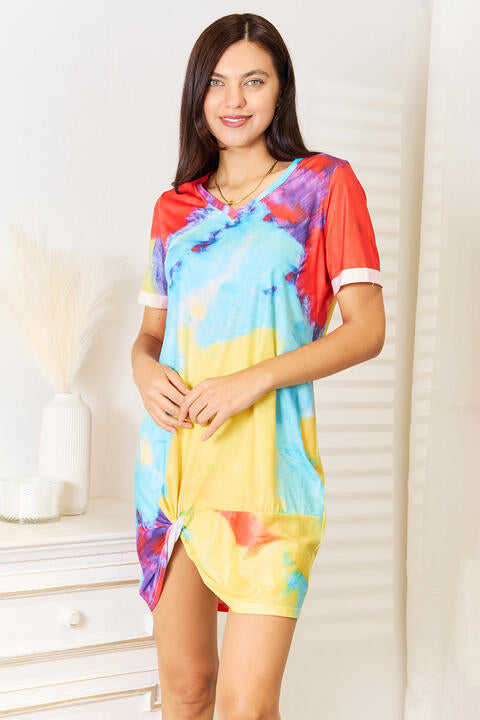 Tie-Dye V-Neck Twisted Dress - Multicolor / S - All Dresses - Dresses - 1 - 2024