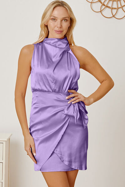 Tied Sleeveless Mini Wrap Dress - Lavender / S - All Dresses - Dresses - 21 - 2024
