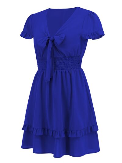 Tied V-Neck Tiered Mini Dress - All Dresses - Dresses - 20 - 2024