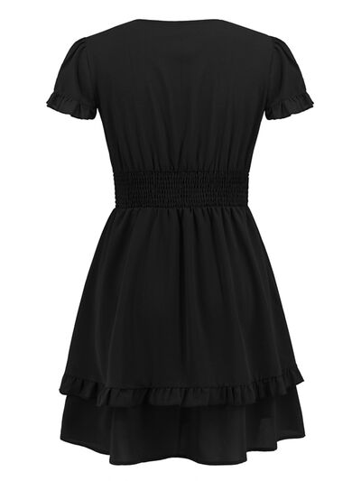 Tied V-Neck Tiered Mini Dress - All Dresses - Dresses - 14 - 2024