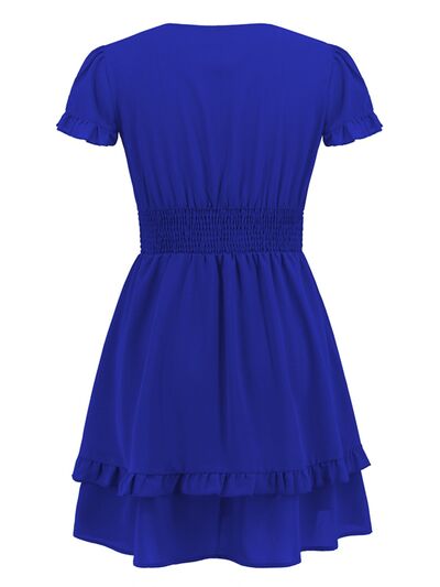 Tied V-Neck Tiered Mini Dress - All Dresses - Dresses - 21 - 2024