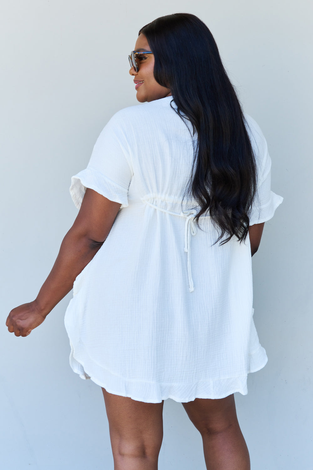 Out Of Time Full Size Ruffle Hem Dress with Drawstring Waistband in White - All Dresses - Dresses - 8 - 2024
