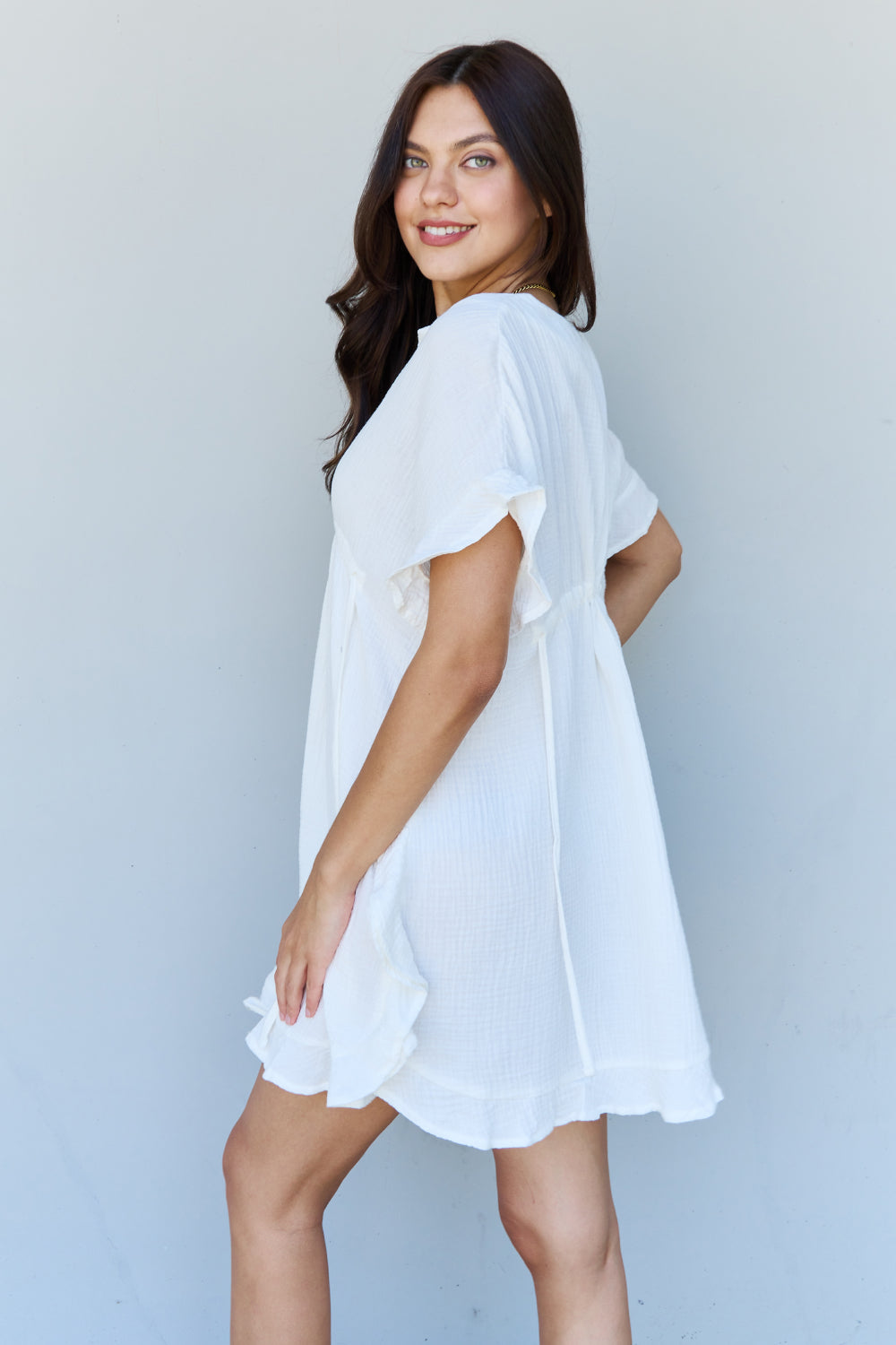 Out Of Time Full Size Ruffle Hem Dress with Drawstring Waistband in White - All Dresses - Dresses - 2 - 2024
