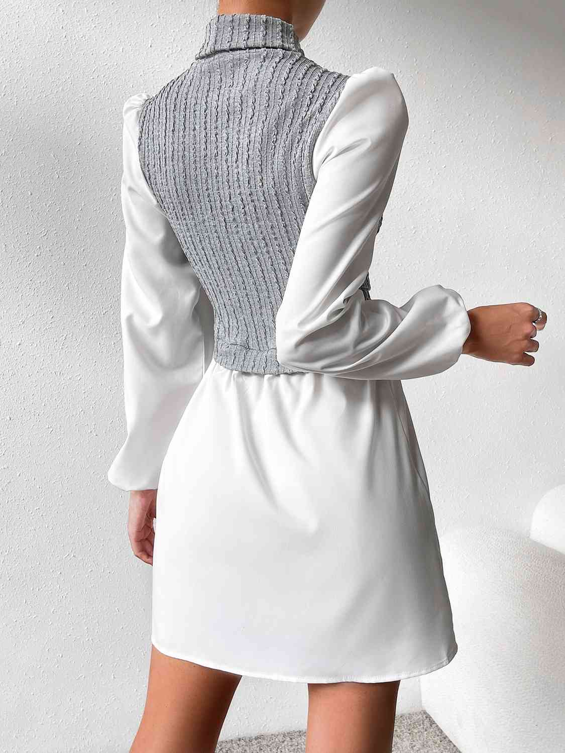 Turtleneck Puff Sleeve Mini Dress - All Dresses - Dresses - 2 - 2024